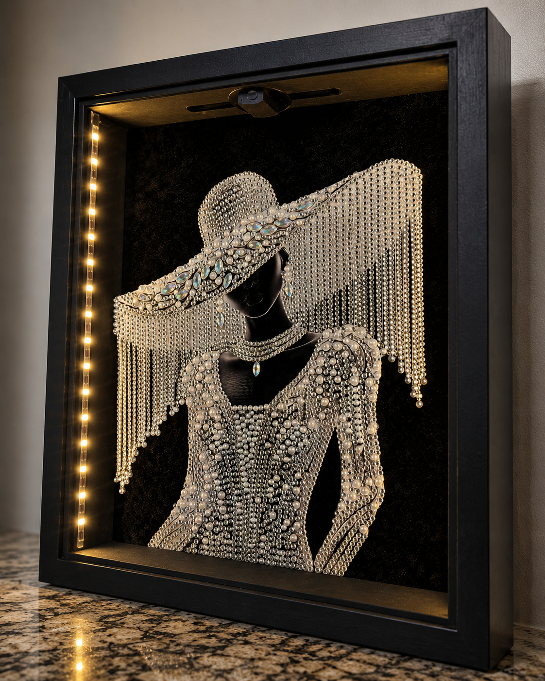 Luxury Crystal Wall Art with LED Shadow Box