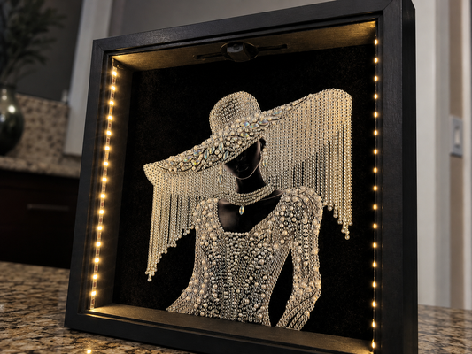 Luxury Crystal Wall Art with LED Shadow Box