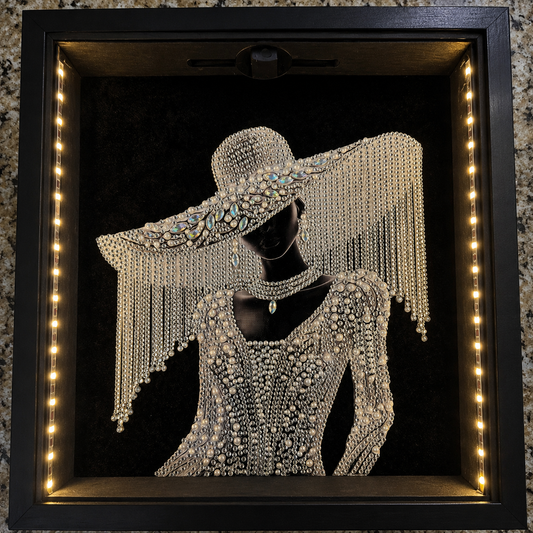 Luxury Crystal Wall Art with LED Shadow Box