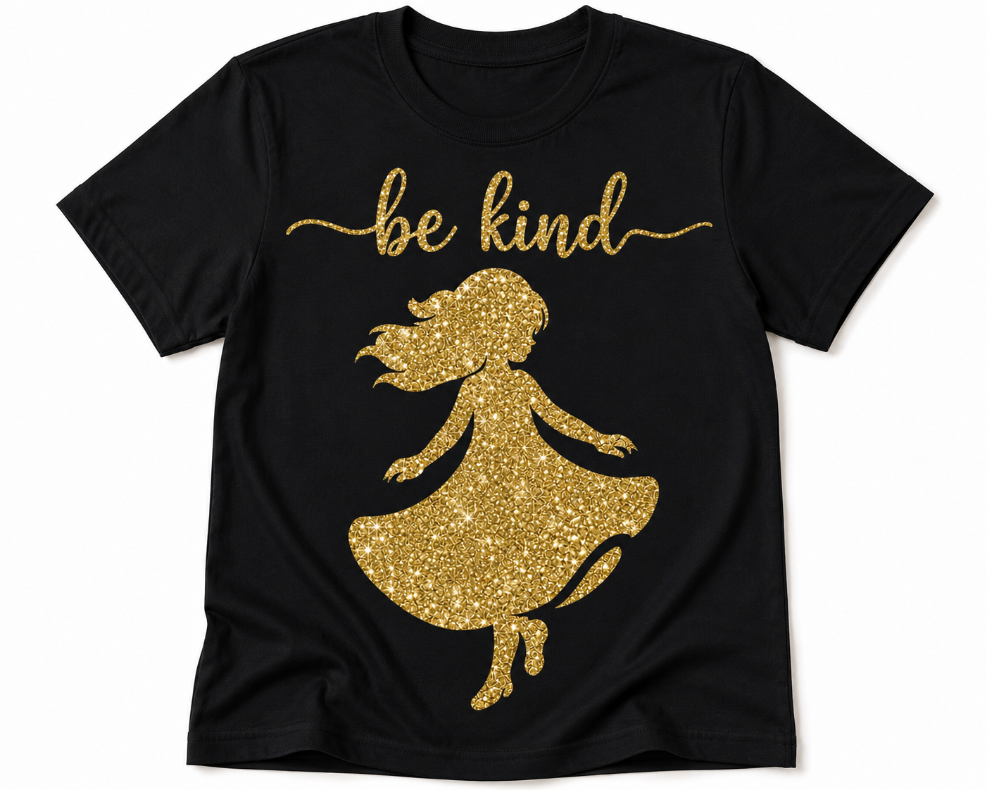 Be Kind Glitter Shirt for Girls | Kids Positive Message Tee