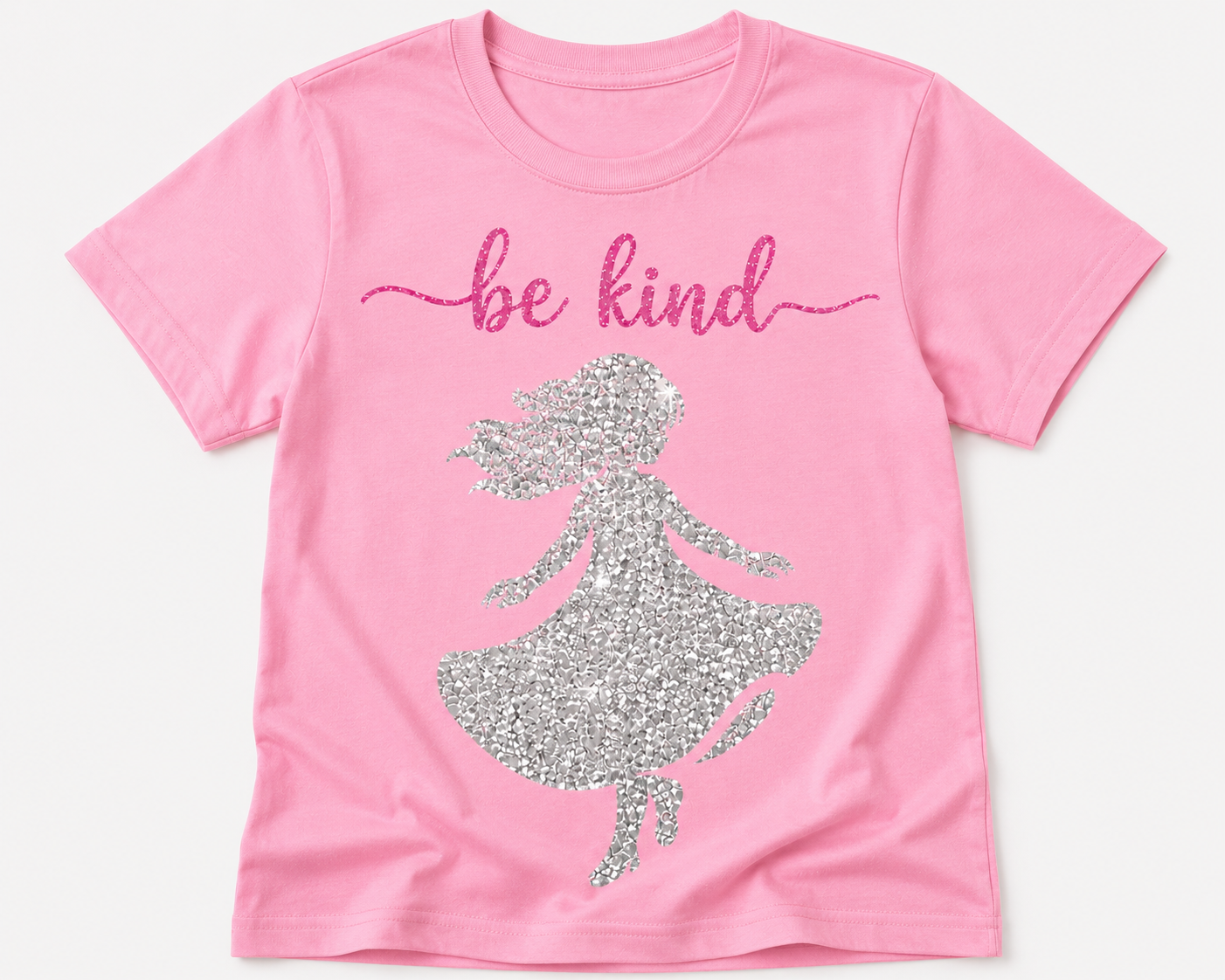 Be Kind Glitter Shirt for Girls | Kids Positive Message Tee