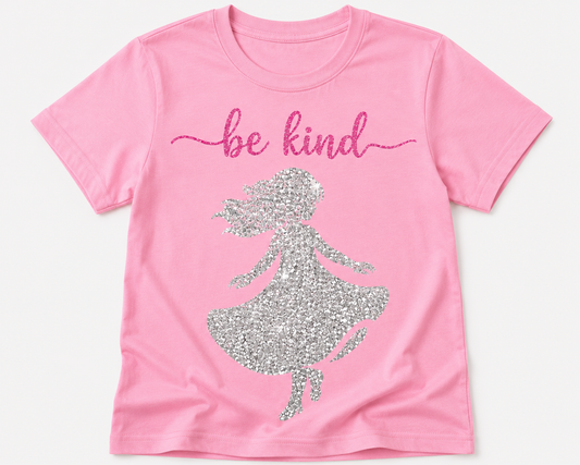 Be Kind Glitter Shirt for Girls | Kids Positive Message Tee