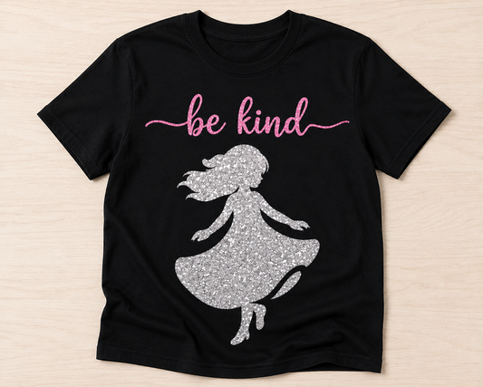 Be Kind Glitter Shirt for Girls | Kids Positive Message Tee